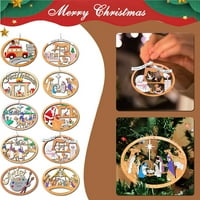 Xmas Tree Ornament Božićna privjesak ručno oslikana otporna na izblijed otpornu u izdubljenost Drveni obrtni dekor drveni božićni privjesak za kucanje za kućnu upotrebu