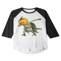 MA Croi Muški Dabbing Jack-O-Lantern Halloween Graphic 3 4-rukave Raglan majice