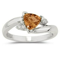 Ženski trilijuni izrezani citrinski i dijamantni prsten u 14K bijelom zlatu