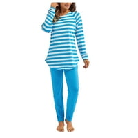 Pidžame za ženske prugaste pidžame set dugih rukava hlače joggers loungewear meko stanje za spavanje