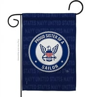 Breeze Decor G158583-BO ponosna sestra mornar Garden Zastava Oružane snage Mornarica 18. In. Dvostrane ukrasne vertikalne zastave za ukrašavanje kućnog uređenja poklon za uređenje