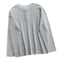 Jesenske košulje za žene Trendy Womens Knit Crewneck Duksevi dugih rukava Bočni proreze Ležerne prilike