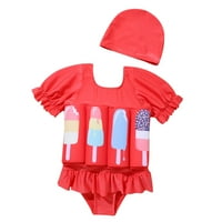 Lovskoo Wimdlerov kupaći kostim s pločama svijetlo obojene kupaće kostime za bebe Girls Float odijelo Cartoon ROMPER ruj-rubl s kratkim rukavima, jednodijelni šešir, mjeseci, crveni