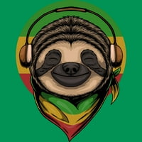 Sloth Rasta A nošenje slušalica Juniors Kelly Green Graphic Tee - Dizajn ljudi