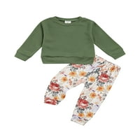 Dječja djevojka odjeća set cvjetni print pulover pulover u boji + duge hlače padaju zimsku odjeću