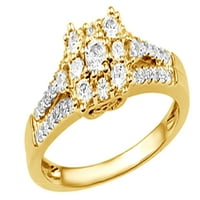 Bijeli prirodni dijamantski kvadratni prsten u 10k žutom zlatu