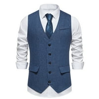 Vivianyo HD Muška moda Retro ima džepove Jednosmjerno prsluk V-izrez prsluk bluza bluza bljeskalica