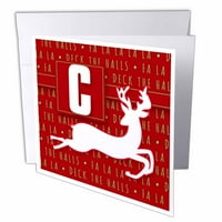 Pismo c Monogram Božićne bijele ležište palube The Halls Tematski čestitke sa kovertama GC-262641-2