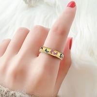 Sjajne djevojke prsten leptir uzorak nehrđajući izvrsne mješovite boje dama prsten za prstenje za vjenčanje legura ružičasta
