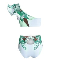 Absuyy Womens kupaći kosujt Split Sling dva plus veličine Ispis Sexy Bikini Beach odjeća # zelena