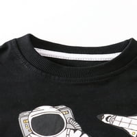 Rejlun Boys Pleteni pulover Ležerne prilike astronaut Ispiši pad pada vrpca za reprodukciju duksera Crna 6t