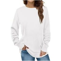Štedne ženske ležerne majice s dugim rukavima Ležerne prilike pulover sa puloverom u okruglim vratom za tajice bijeli xxl