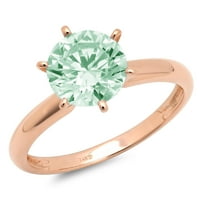 2CT okrugli rez zeleni simulirani dijamant 14k ružičasto zlato Angažova za angažman prsten veličine 5