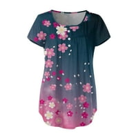 Žene T majica Loop grafički cvjetni uzorak Sakrij trbušni tunički kratki rukav Henley Slatka majica