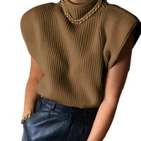 Ženski džemper na ramenu gornji rukavac bez rukava prsluk zelena s