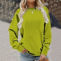 Duksevi za žene Jesen modni casual crewneck dugi rukav pulover pulone boje čvrste boje Split Tanki bluze Light Green XXXL
