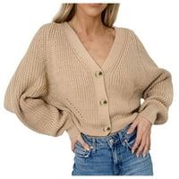 Mishuowoti zimska odjeća za žene Ženski džemper s dugim rukavima Otvoreno prednji kardigan gumb Labavi