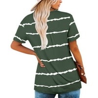 Yyeselk Womens Plus Veličina tunike Tors Ljeto kratki rukav V izrez T majice Slatka Flowy Henley Thirt Ležerne prilike Dressy Bluze za pregrebove Vojska Green L
