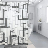 Siva tuš zavjesa, siva tuš za zavjese, siva i bijela tuš za tuširanje za kupaonicu, moderne geometrijske bijele tuširane zavjese sa strojem za vodovod koji se može prati, standardna veličina 72 x72