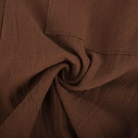 Joga radne pantalone za žene Žene modne čvrste boje Udobni povremeni džep pamuk i posteljina kava kafa xs
