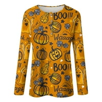 Prevelika dukserija ustaljena odjeća Ženska casual Halloween tiskani gumb vrata dugih rukava TOP bluza đumbir 5xl