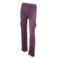 Atinetok teretna hlače Žene Vježbanje gamaše Stretch tipka za struk Pocket Yoga teretana Loose hlače