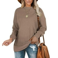 Žene sa čvrstim osnovnim majicama dugih rukava Crewneck Fall Spring Majice Plain Essential Tops Klasična