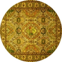 Ahgly Company Machine Persible Okrugli krug Perzijski žuti Tradicionalni prostirke, 7 'Round