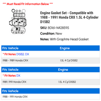 Set zaptivača motora - kompatibilan sa - Honda CR 1.5L 4-cilindar D15B 1990