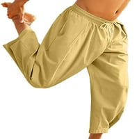 Bomotoo muškarci široki dno noge Solid boja Mid Stipčani kapri hlače Tražene pantalone za elastične