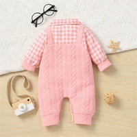 Baby Boys Girls Girks patchwork dugih rukava Plaid Romper kombinezona odjeća odjeća za bebe