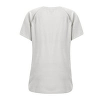 APEPAL Plus veličine za žene V rect T majice Ljetne tunike sa džepom bijeli 5xl