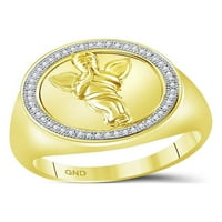 Jewels 10kt žuti zlatni mens okrugli dijamant anđeo cherub krug okvir okvira CTTW