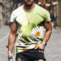Muška majica Plus Veličina Casual Okrugli izrez Cvjetni grafički pulover Fitness Sports Short rukavi