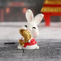 Flogued 2 zec figure Živi izraz Dekorativna smola minijaturna slatka kineska novogodišnja zečja Zodijac