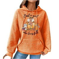 TRENDING Odjeća za žene stabilna odjeća Ženski modni ležerni ispisani pulover s kapuljačom dugih rukava Pleteni džemper gornji narandžasti l