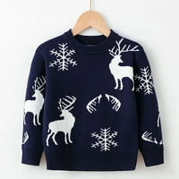 Dječja dukljana dječaka Djevojke Djevojke Božićni crtani DEer Snowflake Topli pleteni džemper s dugim