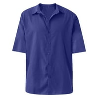 MLQIDK posteljina majica dolje za muškarce casual ljeto gumb dolje posteljine majice kratki rukav pamuk