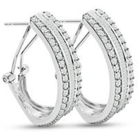 Superjeweler Carat baguette i okrugle minđuše bezbojne dijamantne obruče u srebru sterlinga za žene