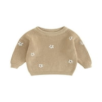 TODDLER dječje djevojke pleteni džemper novorođeni cvjetni vez za vez za dugih rukava na dugim rukavima