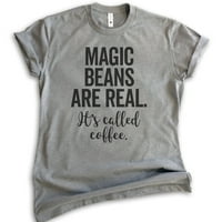 Čarobni pasulj su stvarni. Zove se kafe majica, unise ženska muška majica, kafa, zrna kafe, tamna heather