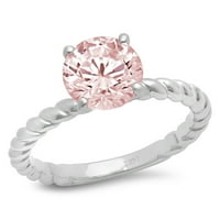 2CT okrugli rez ružičasti simulirani dijamant 14k bijeli zlatni godišnjički angažman prsten veličine