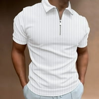 B91XZ majice za muškarce muško ljeto od solidne tišinske majice Elastic SOLD dolje ovratnik kratki rukav majica za muškarce Modne polo majice za muškarce bijele s
