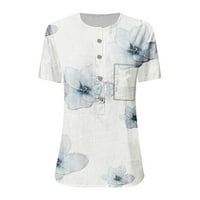 Qcmgmg bluze za žensko modno dugme gore Ženske bluze i vrhovi Dressy kratkih rukava cvjetna majica za