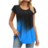 Zodggu Womens Peplum Tors Tuničke majice za trendy ponude Ruffle kratki rukav ženski vrhovi gradijent-majice