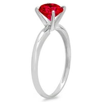 3CT okrugli rez crveni simulirani ruby ​​18k bijelo zlato graviranje izjava bridalna godišnjica angažman za vjenčanje za vjenčanje veličine prstena 5,25
