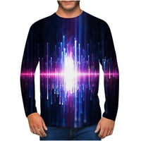 TIME I TRU S Muške majice, majice za muškarce, ležerni okrugli vrat Pulover električni val 3D tiskana majica