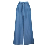Vruće štedne hlače za klirens Snoarine široke pantalone za noge za žene Modni ljetni casunski gumb Zipper