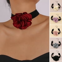 Ženski choker elegantan temperament širok crni pojas pjegava ruža cvijeća ženska ogrlica ogrlica za