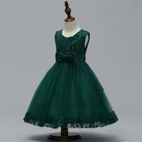 2- T cvjetne djevojke haljine vintage cvjetni luk tulle bez rukava srednje dužine vjenčani zabava večernja haljina, tamno zelena, 11- godina